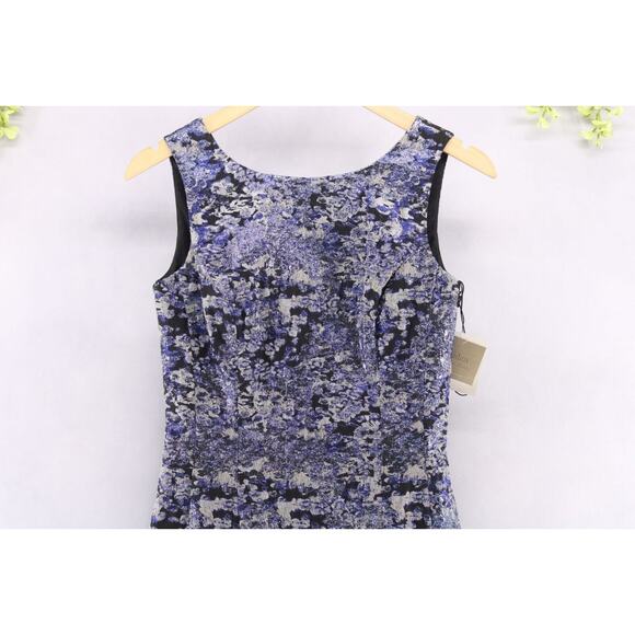 Aidan Mattox Women's Cocktail Mini Dress Blue Metallic Sleeveless Sz 2 NEW - Picture 3 of 9